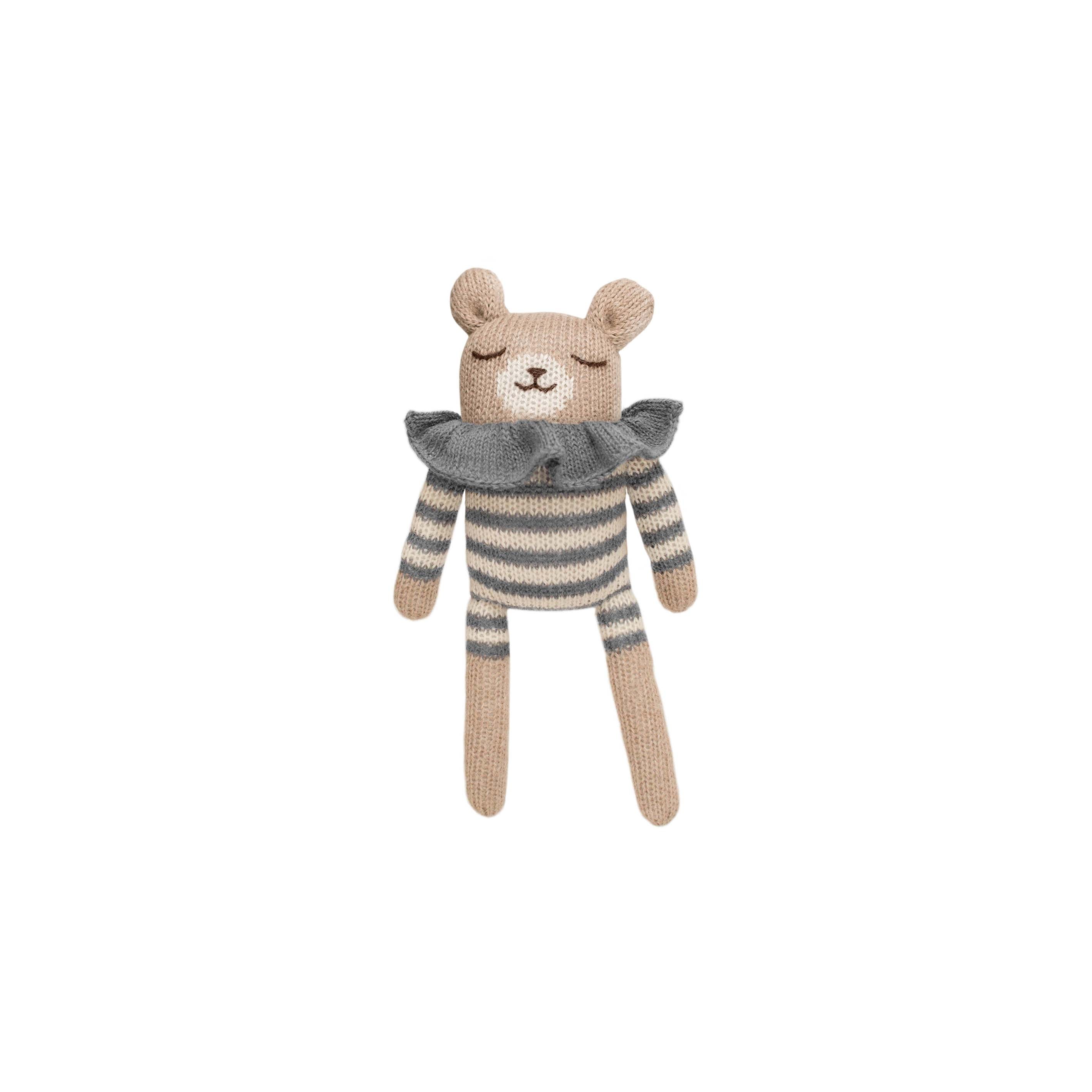 Ursinho Riscas Azul - Boneco em Lã de Alpaca